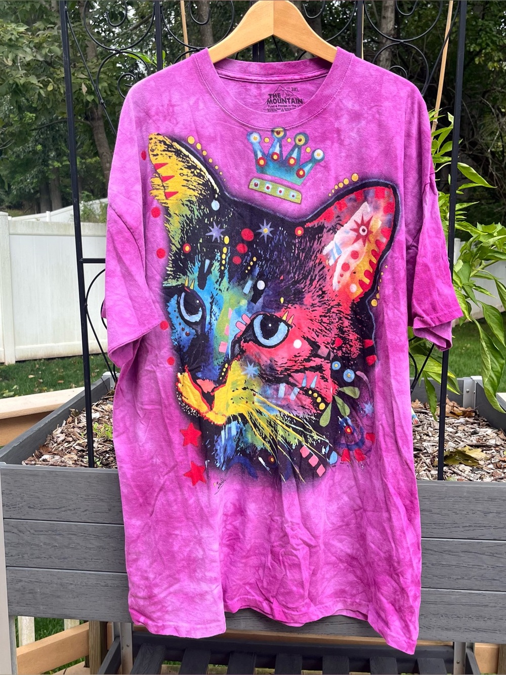 The Mountain Purple Tie Dye Cat Crown Royalty Dean Russo T-Shirt Size 3XL